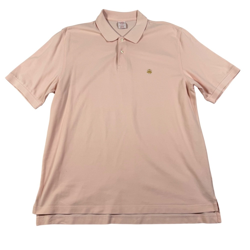 Brooks Brothers Mens XL Polo Shirt Peach Pink Cotton Original Fit Logo